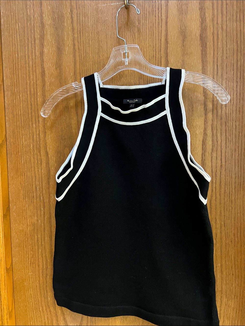 Mossimo Dutti Black Ribbed Tank with White Piping. Medium. EUC. - Picture 2 of 8
